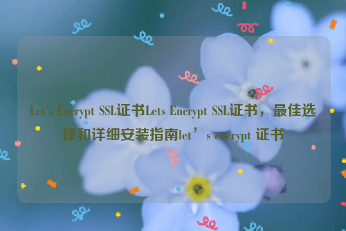 Let's Encrypt SSL证书Lets Encrypt SSL证书，最佳选择和详细安装指南let’s encrypt 证书