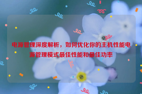 电源管理深度解析，如何优化你的主机性能电源管理模式最佳性能和最佳功率