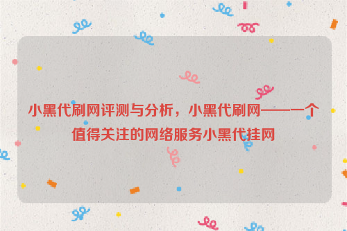 小黑代刷网评测与分析，小黑代刷网——一个值得关注的网络服务小黑代挂网