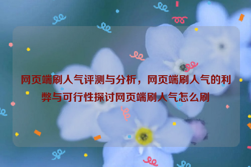 网页端刷人气评测与分析，网页端刷人气的利弊与可行性探讨网页端刷人气怎么刷