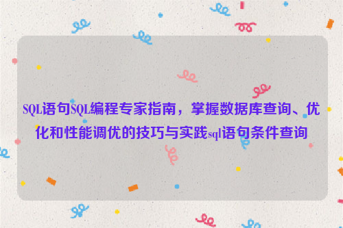 SQL语句SQL编程专家指南，掌握数据库查询、优化和性能调优的技巧与实践sql语句条件查询