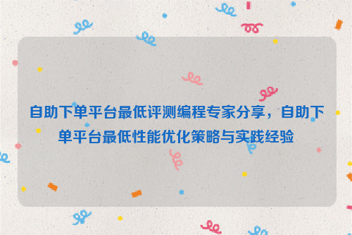 自助下单平台最低评测编程专家分享，自助下单平台最低性能优化策略与实践经验