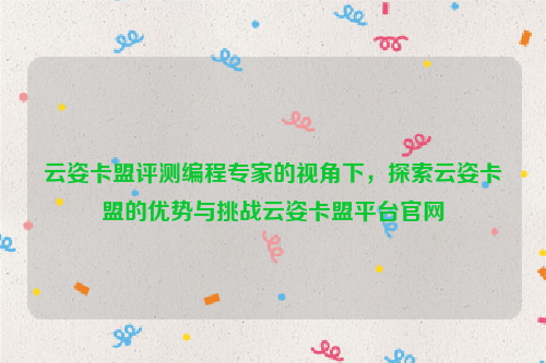 云姿卡盟评测编程专家的视角下，探索云姿卡盟的优势与挑战云姿卡盟平台官网