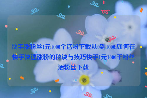 快手涨粉丝1元1000个活粉下载从0到1000:如何在快手快速涨粉的秘诀与技巧快手1元1000千粉丝活粉丝下载