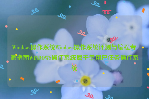 Windows操作系统Windows操作系统评测与编程专家指南WINDOWS操作系统属于单用户任务操作系统