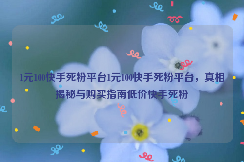 1元100快手死粉平台1元100快手死粉平台，真相揭秘与购买指南低价快手死粉