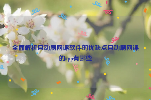 全面解析自动刷网课软件的优缺点自动刷网课的app有哪些