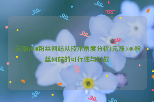 1元涨1000粉丝网站从技术角度分析1元涨1000粉丝网站的可行性与挑战