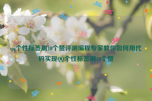 qq个性标签刷10个赞评测编程专家教你如何用代码实现QQ个性标签刷10个赞