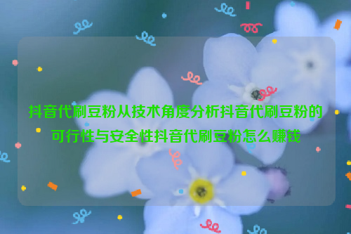 抖音代刷豆粉从技术角度分析抖音代刷豆粉的可行性与安全性抖音代刷豆粉怎么赚钱