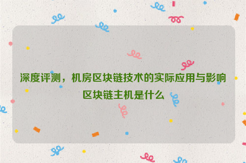 深度评测，机房区块链技术的实际应用与影响区块链主机是什么