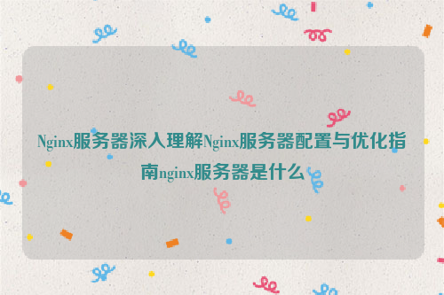 Nginx服务器深入理解Nginx服务器配置与优化指南nginx服务器是什么