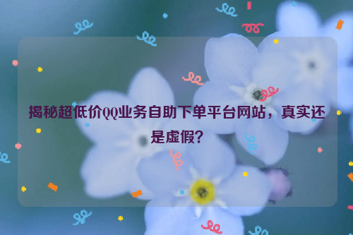 揭秘超低价QQ业务自助下单平台网站，真实还是虚假？