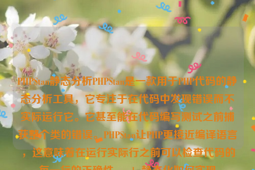 PHPStan静态分析PHPStan是一款用于PHP代码的静态分析工具，它专注于在代码中发现错误而不实际运行它。它甚至能在代码编写测试之前捕获整个类的错误。PHPStan让PHP更接近编译语言，这意味着在运行实际行之前可以检查代码的每一行的正确性 。php静态化如何实现