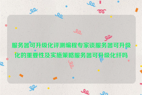 服务器可升级化评测编程专家谈服务器可升级化的重要性及实施策略服务器可升级化纤吗