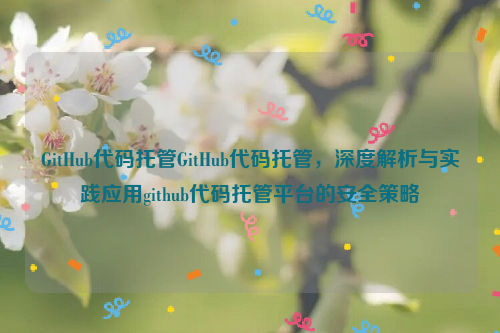 GitHub代码托管GitHub代码托管，深度解析与实践应用github代码托管平台的安全策略