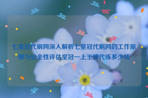 七皇冠代刷网深入解析七皇冠代刷网的工作原理与安全性评估皇冠一上王牌代练多少钱