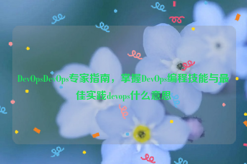 DevOpsDevOps专家指南，掌握DevOps编程技能与最佳实践devops什么意思