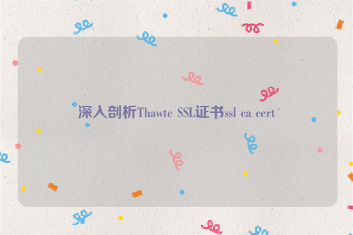 深入剖析Thawte SSL证书ssl ca cert