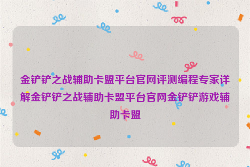 金铲铲之战辅助卡盟平台官网评测编程专家详解金铲铲之战辅助卡盟平台官网金铲铲游戏辅助卡盟