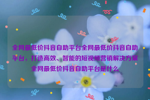 全网最低价抖音自助平台全网最低价抖音自助平台，打造高效、智能的短视频营销解决方案全网最低价抖音自助平台是什么