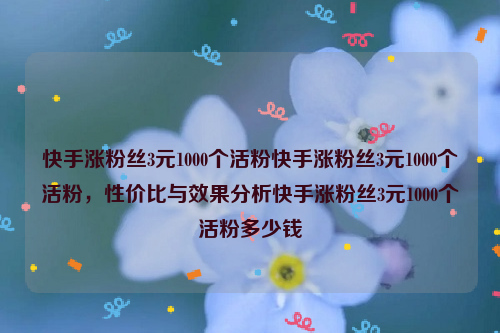 快手涨粉丝3元1000个活粉快手涨粉丝3元1000个活粉，性价比与效果分析快手涨粉丝3元1000个活粉多少钱