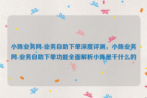 小陈业务网-业务自助下单深度评测，小陈业务网-业务自助下单功能全面解析小陈是干什么的